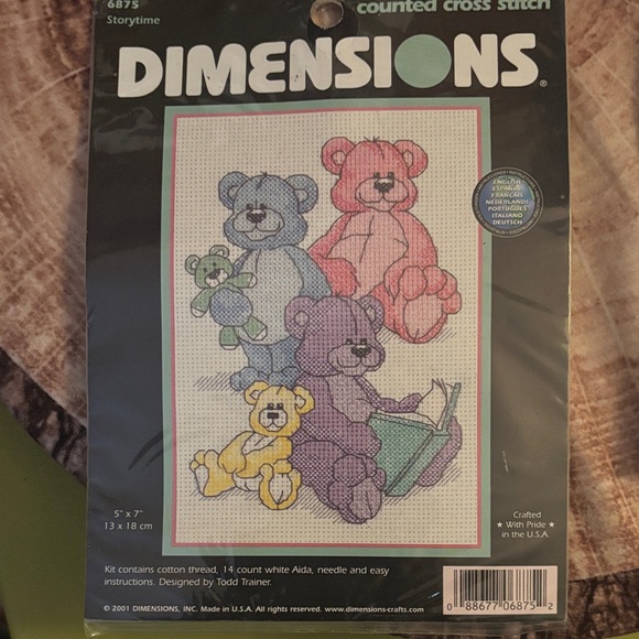 Dimensions Counted Cross Stitch Kit with Bears vintage made in USA 2001 - Picture 1 of 2